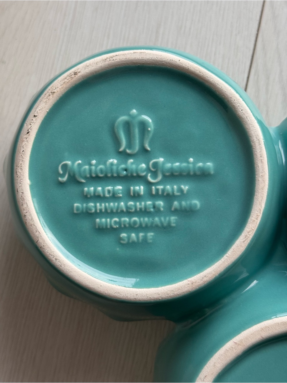 Vintage Maioliche Jessica Italy ceramic 3-section serving bowl - Turquoise